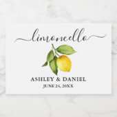 Trendy Script Lemon Limoncello Small Bottle Label Sparkling Wijnetiket (Enkel label)