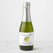 Trendy Script Lemon Limoncello Small Bottle Label Sparkling Wijnetiket (Voorkant)