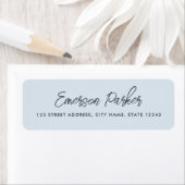 Trendy script light dusty blue return address etiket (Insitu)