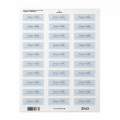 Trendy script light dusty blue return address etiket (Full Sheet)