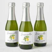 Trendy Script Limoncello Lemon Small Bottle Label Sparkling Wijnetiket (Flessen)