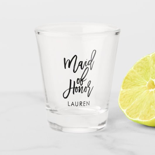 Trendy Script "Maid of Honor" Persoonlijk Shot Glas (Voorkant)