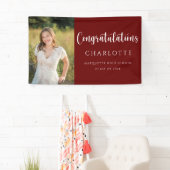 Trendy Script Maroon Afstuderen Photo Banner (Insitu)