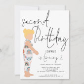 Trendy Script Meisje Blonde Rainbows 2e verjaardag Kaart (Voorkant)