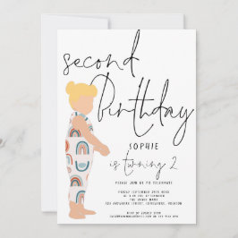 Trendy Script Meisje Blonde Rainbows 2e verjaardag Kaart