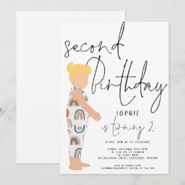Trendy Script Meisje Blonde Rainbows 2e verjaardag Kaart