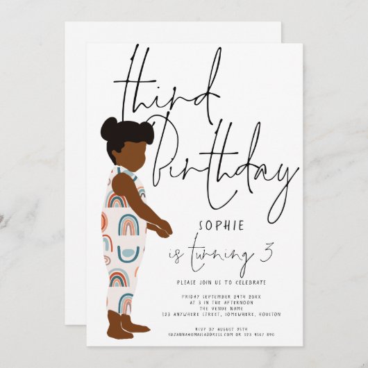 Trendy Script Meisje Rainbows Donker Haar 3e verja Kaart (Voorkant / Achterkant)