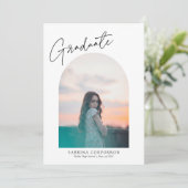 Trendy Script met Arch Two Photo Afstuderen Anno Aankondiging (Staand voorkant)