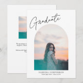 Trendy Script met Arch Two Photo Afstuderen Anno Aankondiging (Voorkant / Achterkant)
