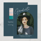 Trendy Script met Arch Two Photo Afstuderen Anno Aankondiging (Voorkant / Achterkant)