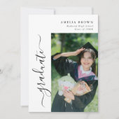 Trendy Script Modern Cursief Foto Afstuderen Kaart (Voorkant)