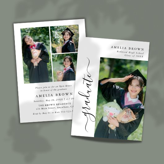 Trendy Script Modern Cursief Foto Afstuderen Kaart
