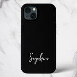 Trendy Script Modern Custom Signature Name Black Case-Mate iPhone Case<br><div class="desc">Dit trendy handtekeningscript is vers en stijlvol en biedt uw aangepaste naam in stijlvol,  minimalistisch zwart-wit. Pas aan met uw aangepaste achtergrondkleur door het bewerkgereedschap te gebruiken onder aan het tabblad Personalisatie en maak dit uw eigen unieke,  perfecte accessoire!</div>