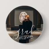 Trendy Script Modern Eenvoudige Afstudeerfoto Ronde Button 7,6 Cm (Voorkant)