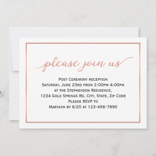 Trendy Script Modern Roos Gold Photo Afstuderen Kaart (Achterkant)