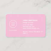 Trendy Script Modern Roze Minimalist Bold Visitekaartje (Achterkant)