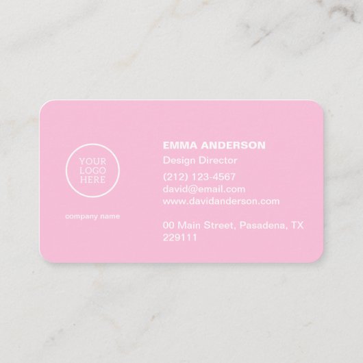 Trendy Script Modern Roze Minimalist Bold Visitekaartje (Achterkant)