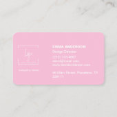 Trendy Script Modern Roze Minimalist Bold Visitekaartje (Achterkant)