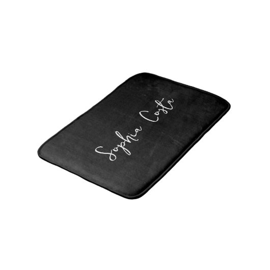 Trendy Script Moderne Aangepaste Handtekening Naam Badmat (Gekanteld)