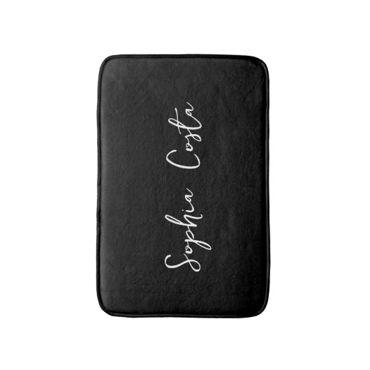 Trendy Script Moderne Aangepaste Handtekening Naam Badmat (Voorkant Verticaal)