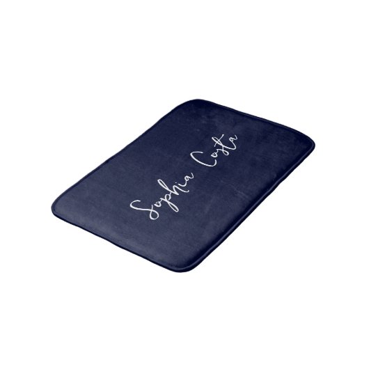 Trendy Script Moderne Aangepaste Handtekening Naam Badmat (Gekanteld)