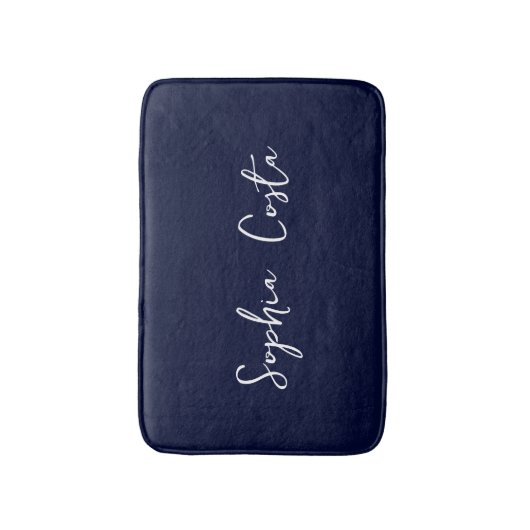 Trendy Script Moderne Aangepaste Handtekening Naam Badmat (Voorkant Verticaal)