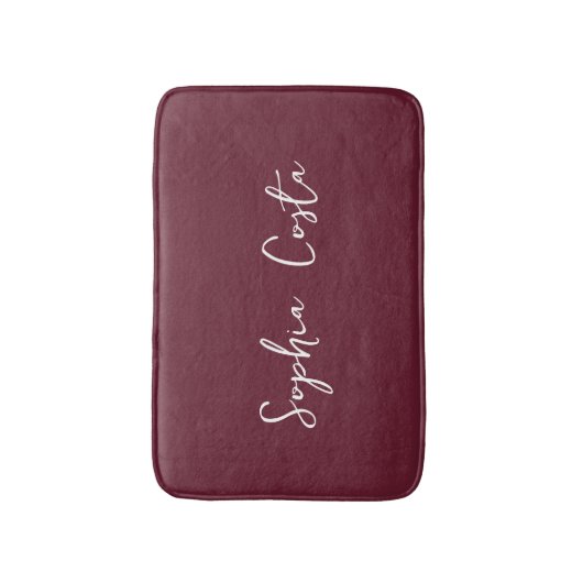 Trendy Script Moderne Aangepaste Handtekening Naam Badmat (Voorkant Verticaal)