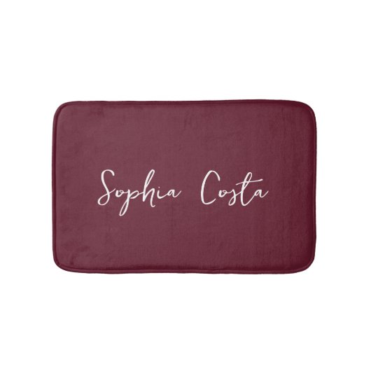 Trendy Script Moderne Aangepaste Handtekening Naam Badmat (Voorkant)