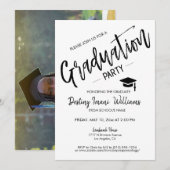 Trendy Script Moderne Minimalistische Afstudeerfot Kaart (Voorkant / Achterkant)