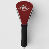 Trendy Script Monogram Burgundy Grijs Wit Golfheadcover (Voorkant)