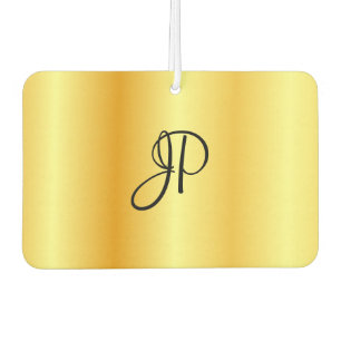 Trendy Script Monogram Faux Gold Sjabloon Elegant Luchtverfrisser