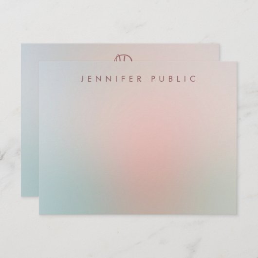 Trendy Script Monogram Simple Elegant Colors Notitiekaartje (Voorkant / Achterkant)
