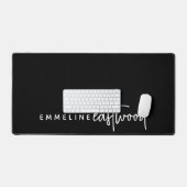 Trendy Script Monogram Zwart Bureaumat (Keyboard & Muis)