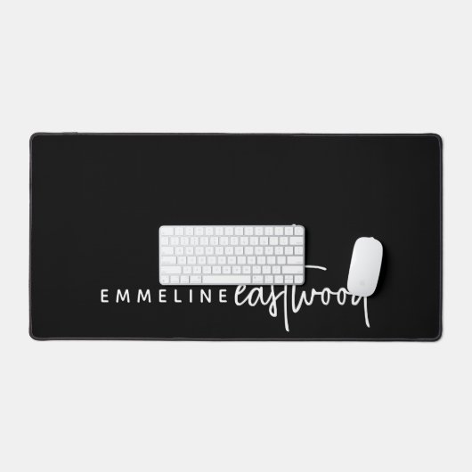 Trendy Script Monogram Zwart Bureaumat (Keyboard & Muis)