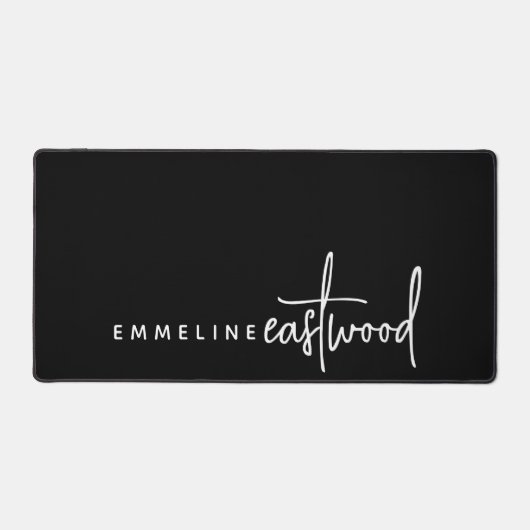 Trendy Script Monogram Zwart Bureaumat (Voorkant)