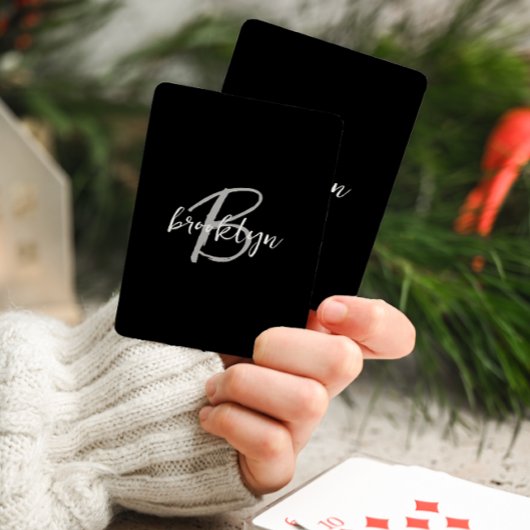 Trendy Script Monogram Zwart Grijs Wit Pokerkaarten