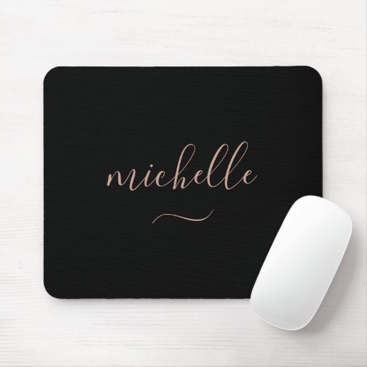Trendy Script Monogram Zwarte Goud Muismat (Met muis)