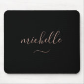 Trendy Script Monogram Zwarte Goud Muismat (Voorkant)