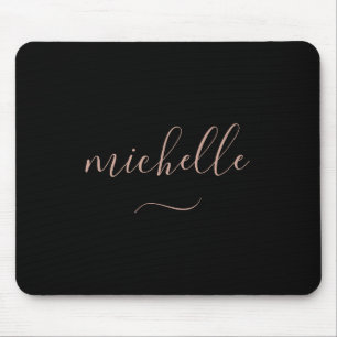 Trendy Script Monogram Zwarte Goud Muismat