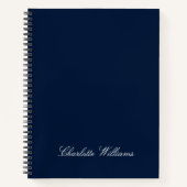 Trendy Script Navy Blue Minimalist Monogram Notitieboek (Voorkant)
