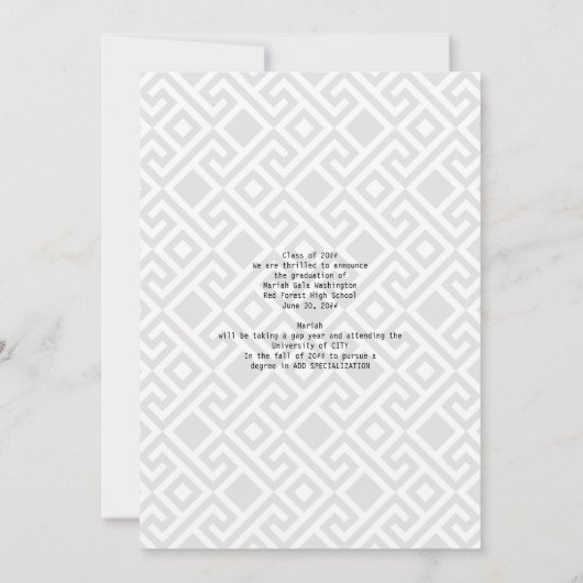 Trendy Script Overlay 4 Foto Collage Afstudeerfees Aankondiging (Achterkant)