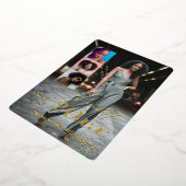 Trendy Script Overlay 4 Foto Collage Afstuderen Folie Uitnodiging (Gedraaid)