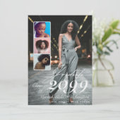 Trendy Script Overlay 4 Fotocollage Afstuderen Aankondiging (Staand voorkant)