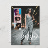 Trendy Script Overlay 4 Fotocollage Afstuderen Aankondiging (Voorkant / Achterkant)