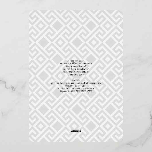 Trendy Script Overlay 4 Fotocollage Afstuderen Folie Uitnodiging (Achterkant)