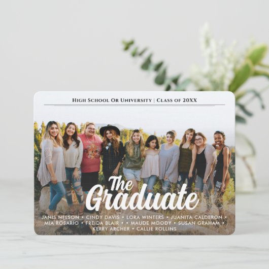 Trendy Script Overlay | Eén Afstuderen van de foto Aankondiging (Staand voorkant)