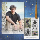 Trendy Script Overlay Five Photo Afstuderen Aankondiging