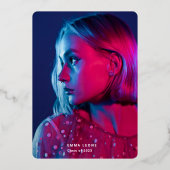 Trendy Script Overlay | Foto Afstuderen Silver Folie Uitnodiging (Voorkant)