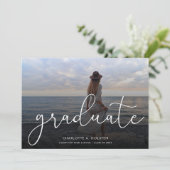 Trendy Script Overlay Multi Foto Afstudeerkaart  Aankondiging (Staand voorkant)