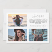 Trendy Script Overlay Multi Foto Afstudeerkaart  Aankondiging (Achterkant)